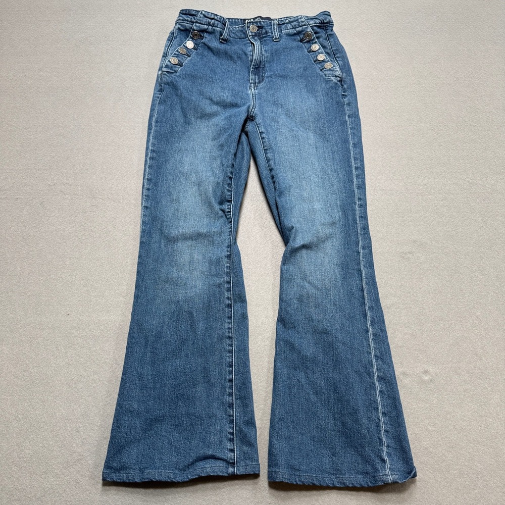 GAP Flared Jeans‎ Women's 10/30R Blue Medium Wash High Rise 70s Baggy Fit